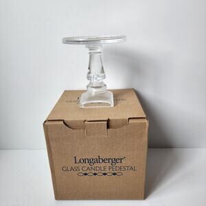 Longaberger Glass Pedestal Candle Stand Clear Made In USA 90103